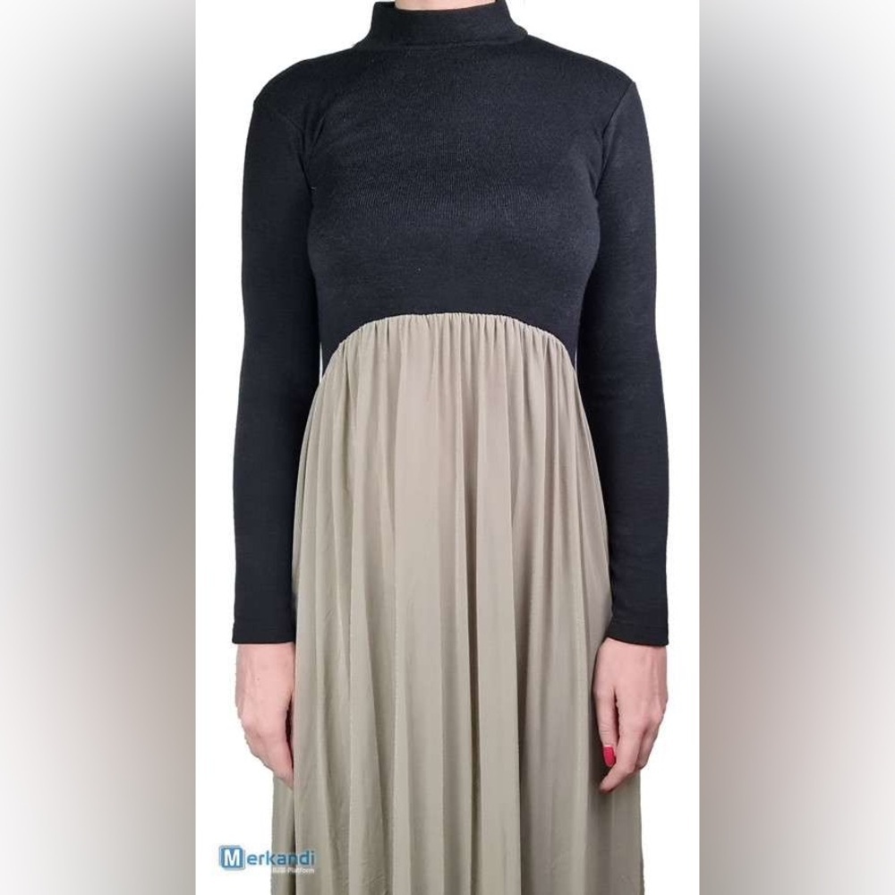 Zara Black and Cream Long Sleeve Dress, Size L - Picture 5 of 8